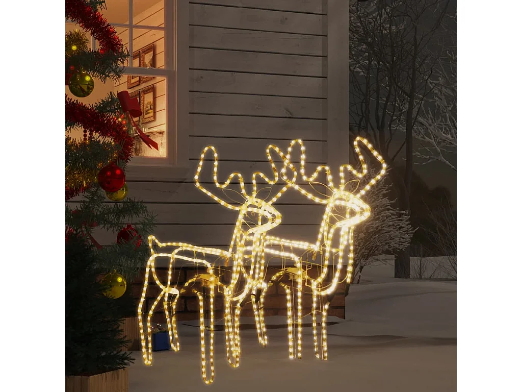 Rennes de Noël avec têtes mobiles 2 pcs Blanc chaud