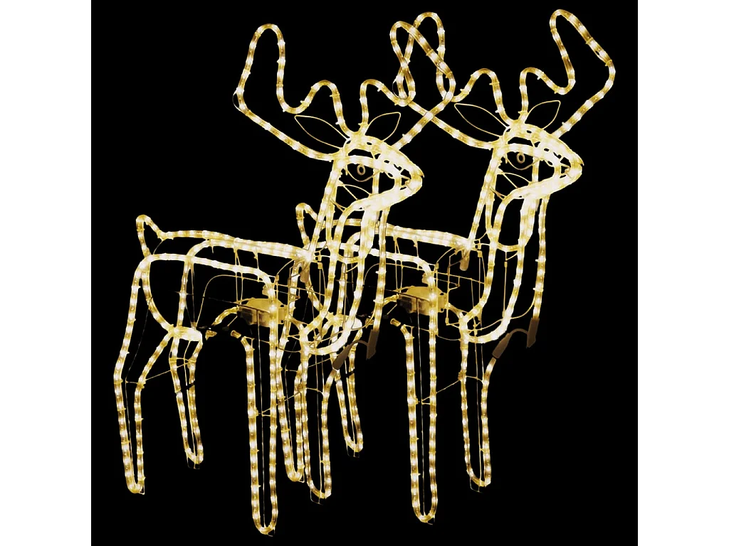 Rennes de Noël avec têtes mobiles 2 pcs Blanc chaud
