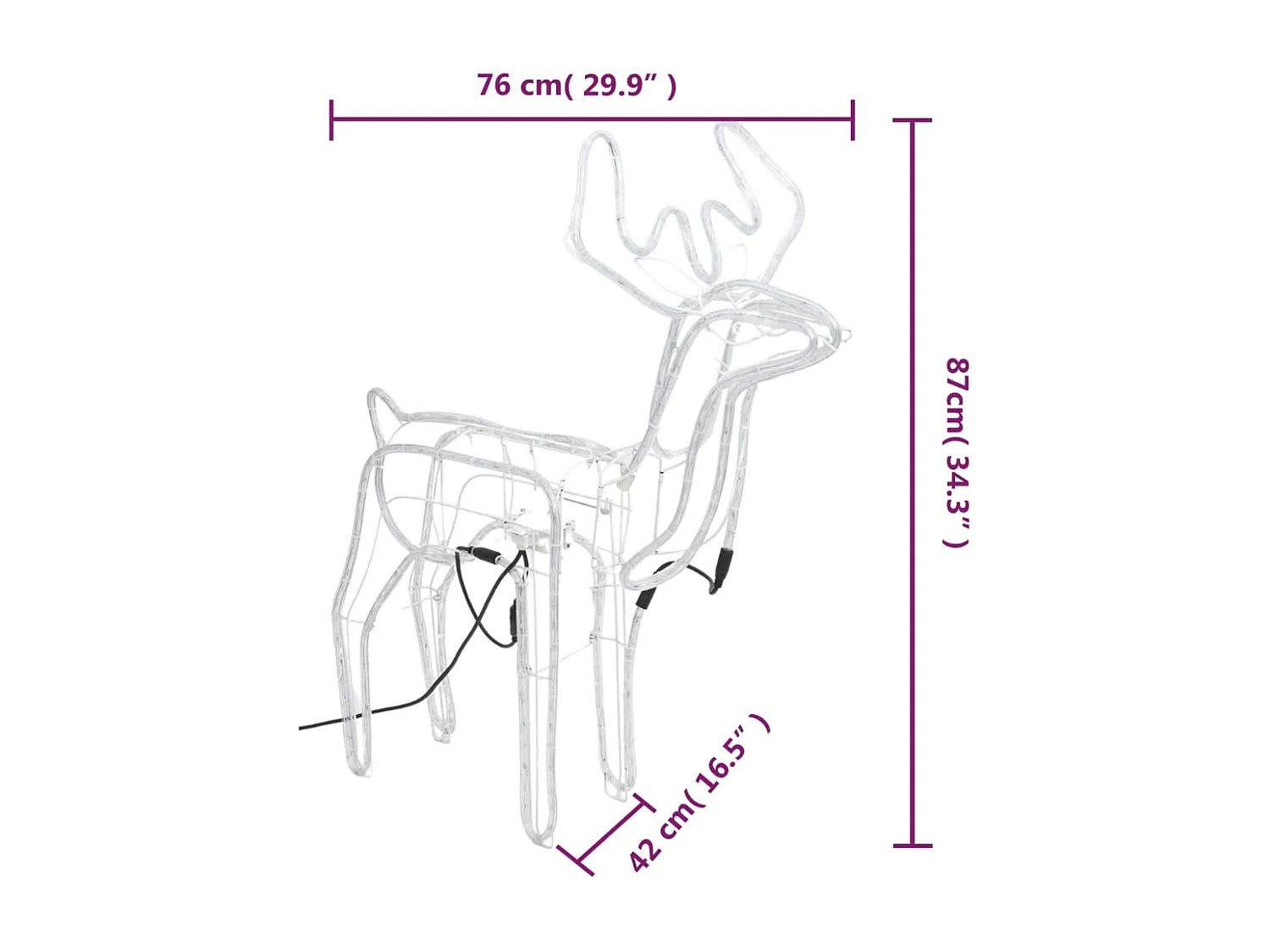 Rennes de Noël avec têtes mobiles 2 pcs Blanc chaud