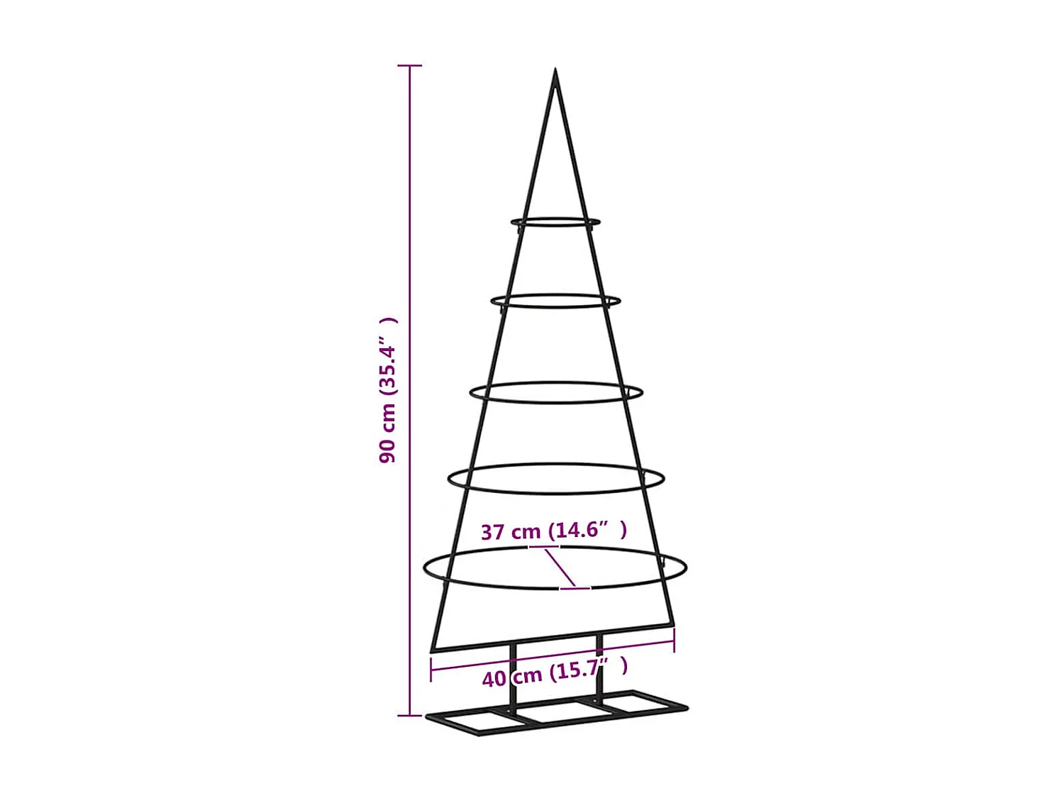 Arbre de Noël en métal pour décoration noir 90 cm