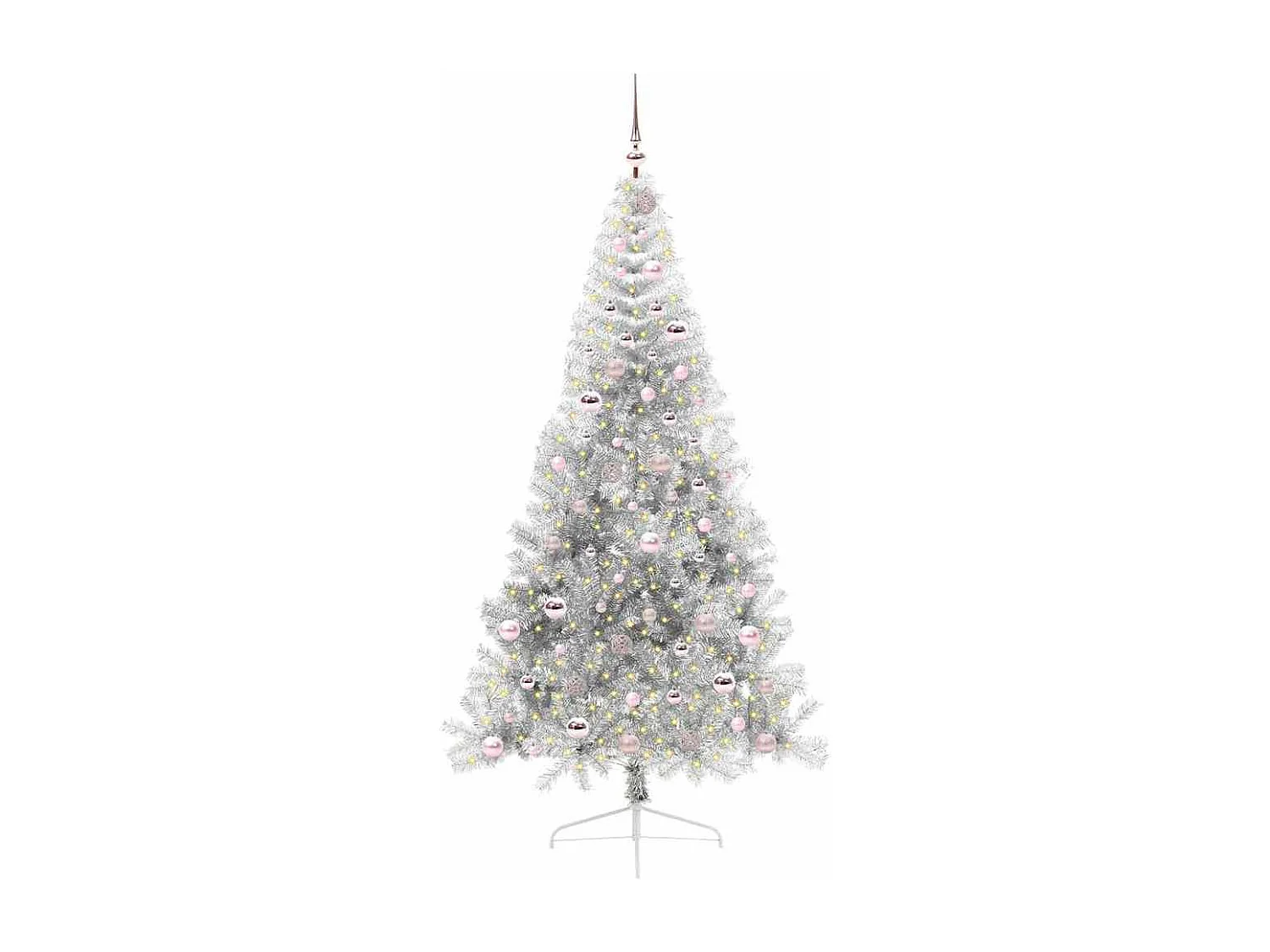Beleuchteter künstlicher Weihnachtsbaum Silber 210cm PET