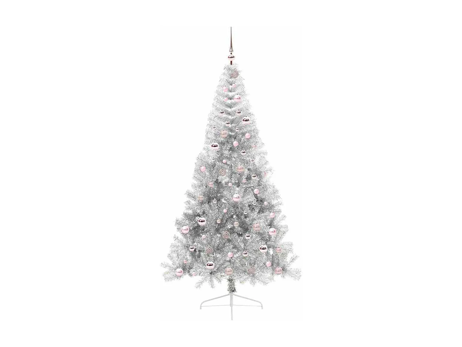 Sapin de Noël artificiel pré-éclairé Argent 210 cm PET
