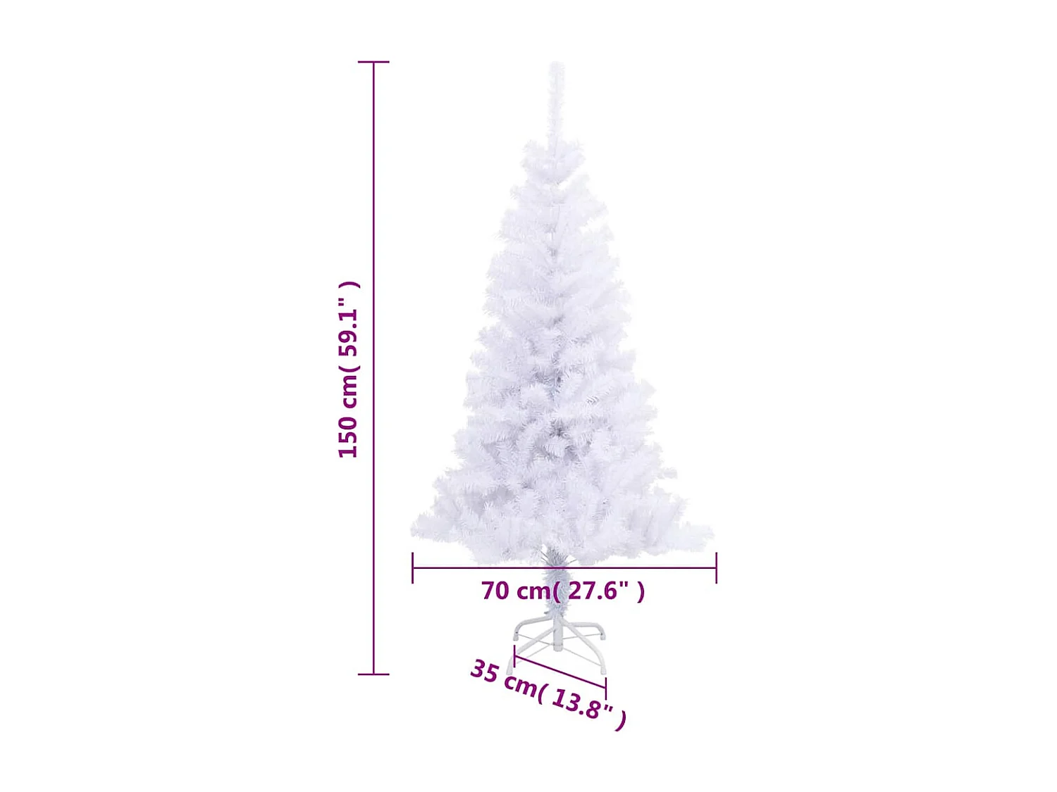 Albero di Natale artificiale con supporto 150 cm 380 rami