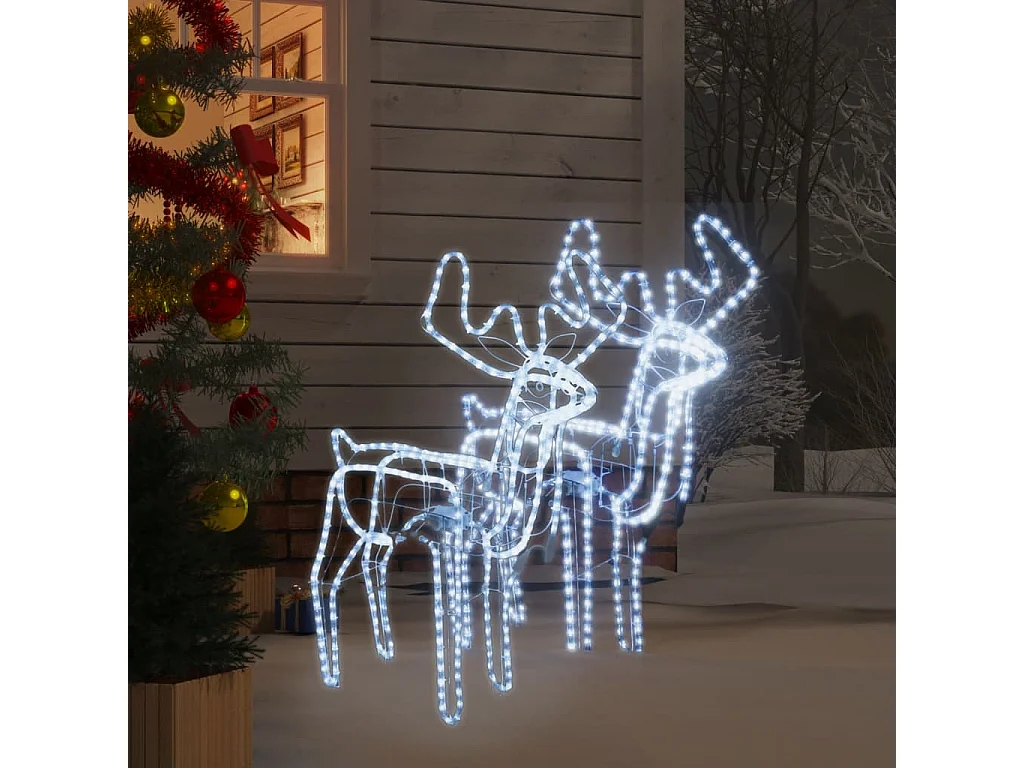 Rennes de Noël avec têtes mobiles 2 pcs Blanc froid 76x42x87 cm