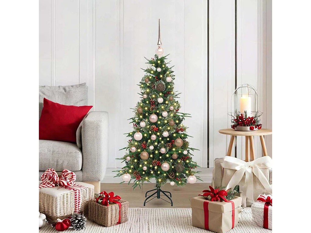 Albero di Natale artificiale con rami incernierati verde 120 cm