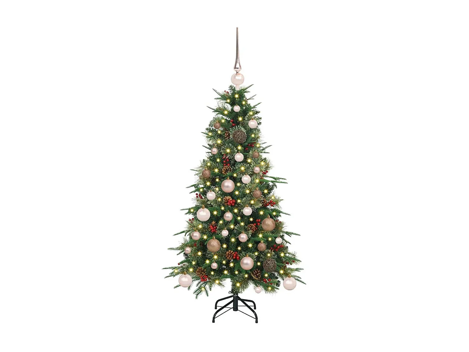 Albero di Natale artificiale con rami incernierati verde 120 cm