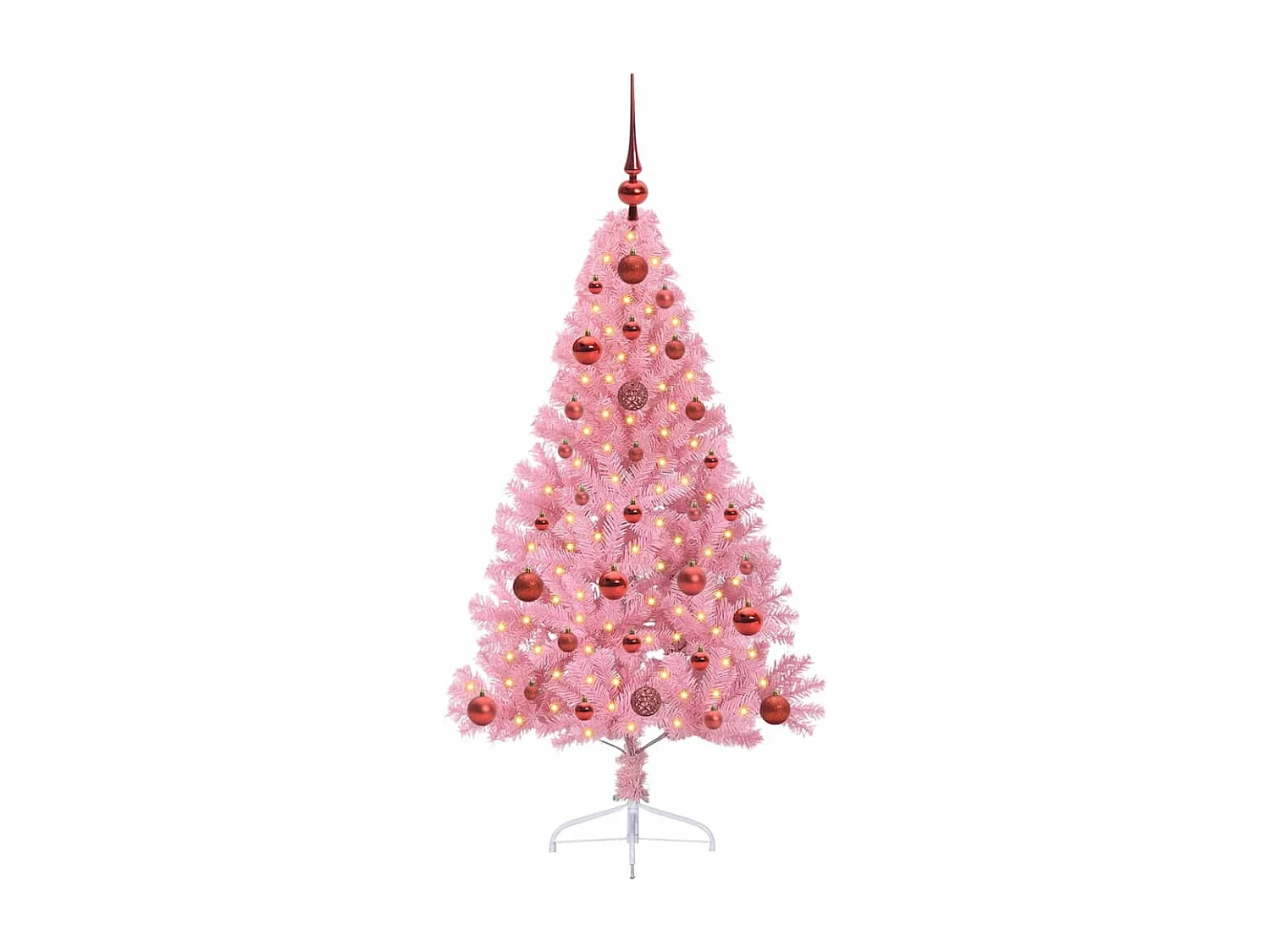 Künstlicher Weihnachtsbaum mit Beleuchtung, Rosa, 120 cm, PVC