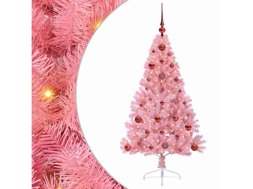 Sapin de Noël artificiel pré-éclairé Rose 120 cm PVC
