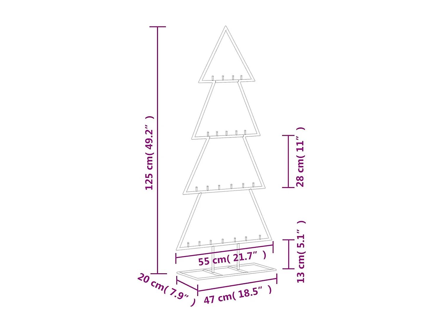Albero di Natale in metallo per decorazione nero 125 cm