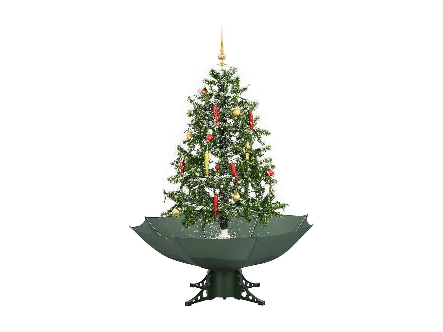 Besneeuwde kerstboom met parasolvoet groen 140cm