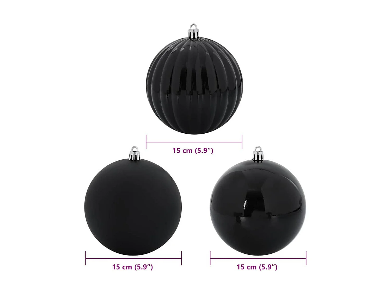 Ensemble de Boules de Noël 9 pcs Noir
