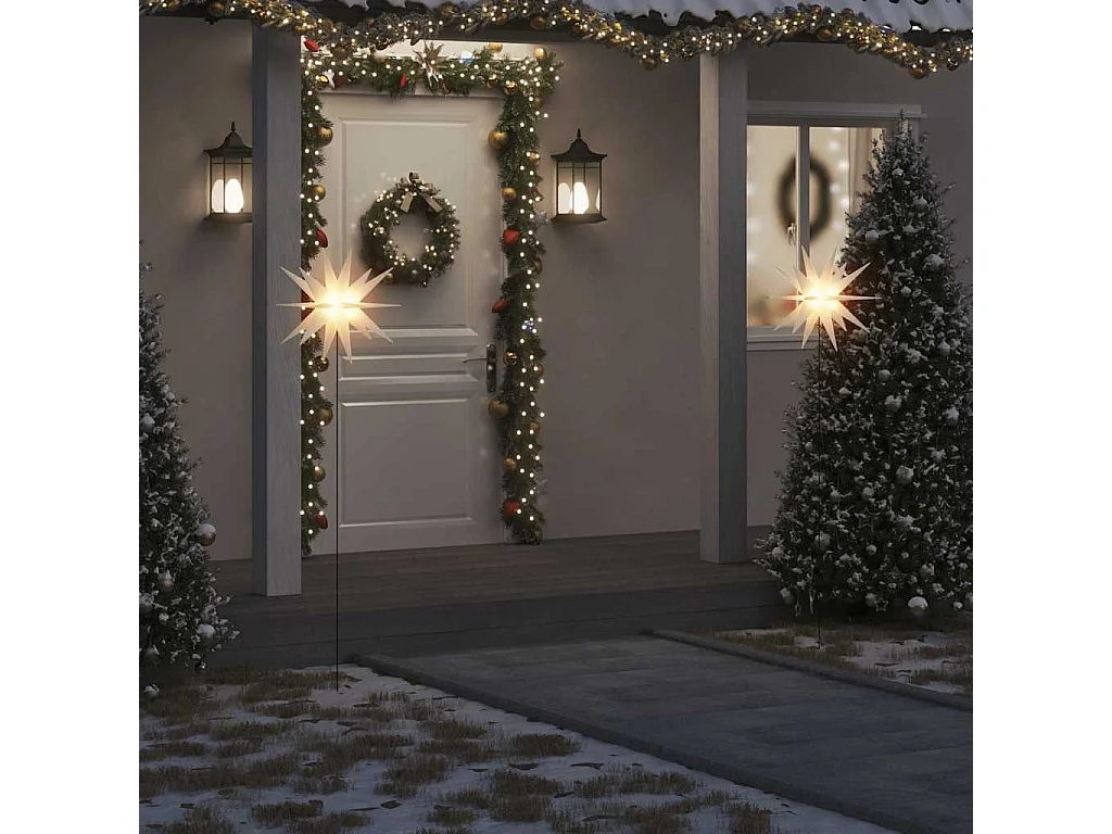 Luci di Natale con picchetti 3 pezzi LED flessibili bianchi 57 cm