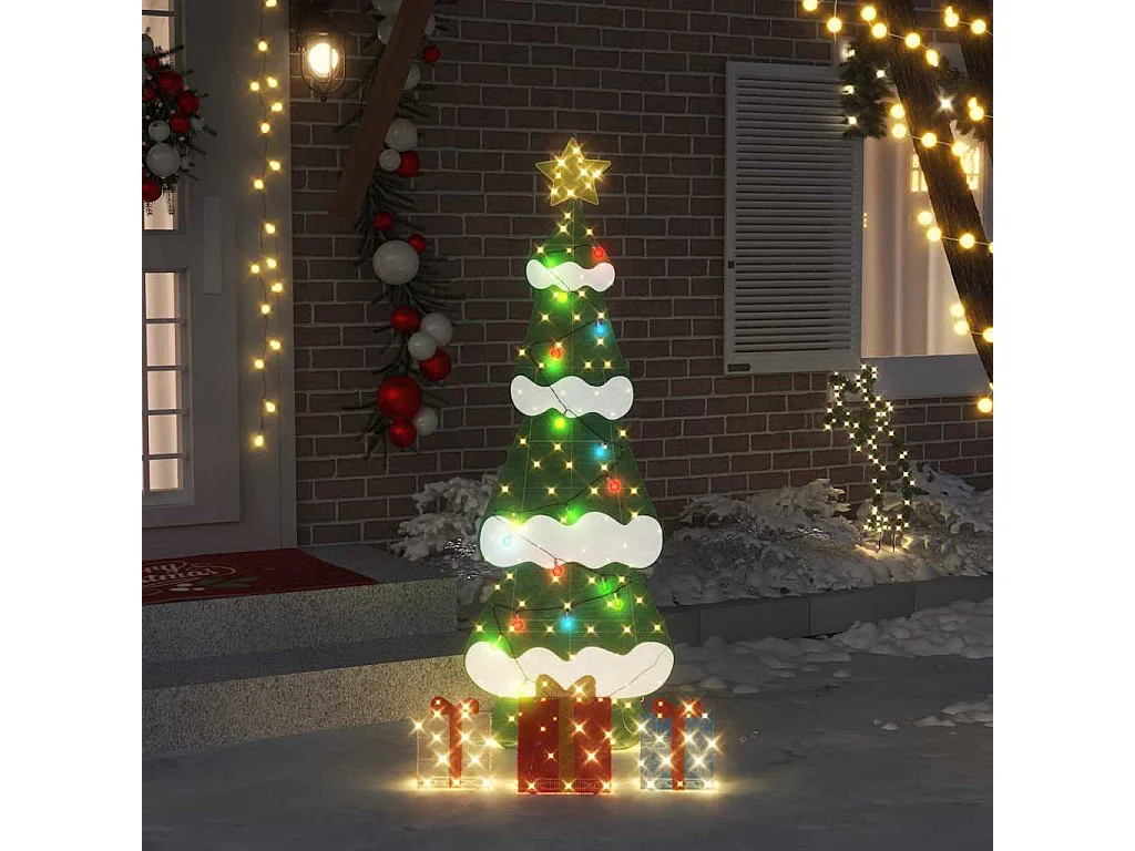 Sapin de Noël lumineux avec 3 boîtes-cadeaux 2D blanc chaud