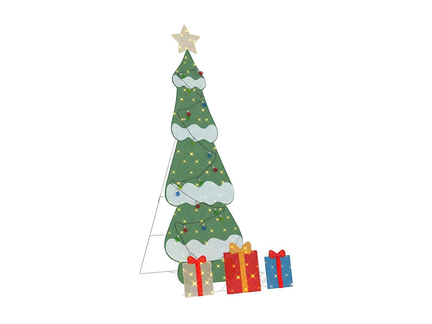 Sapin de Noël lumineux avec 3 boîtes-cadeaux 2D blanc chaud