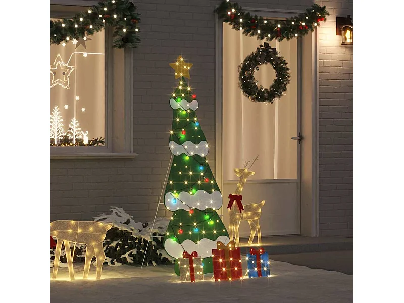 Sapin de Noël lumineux avec 3 boîtes-cadeaux 2D blanc chaud