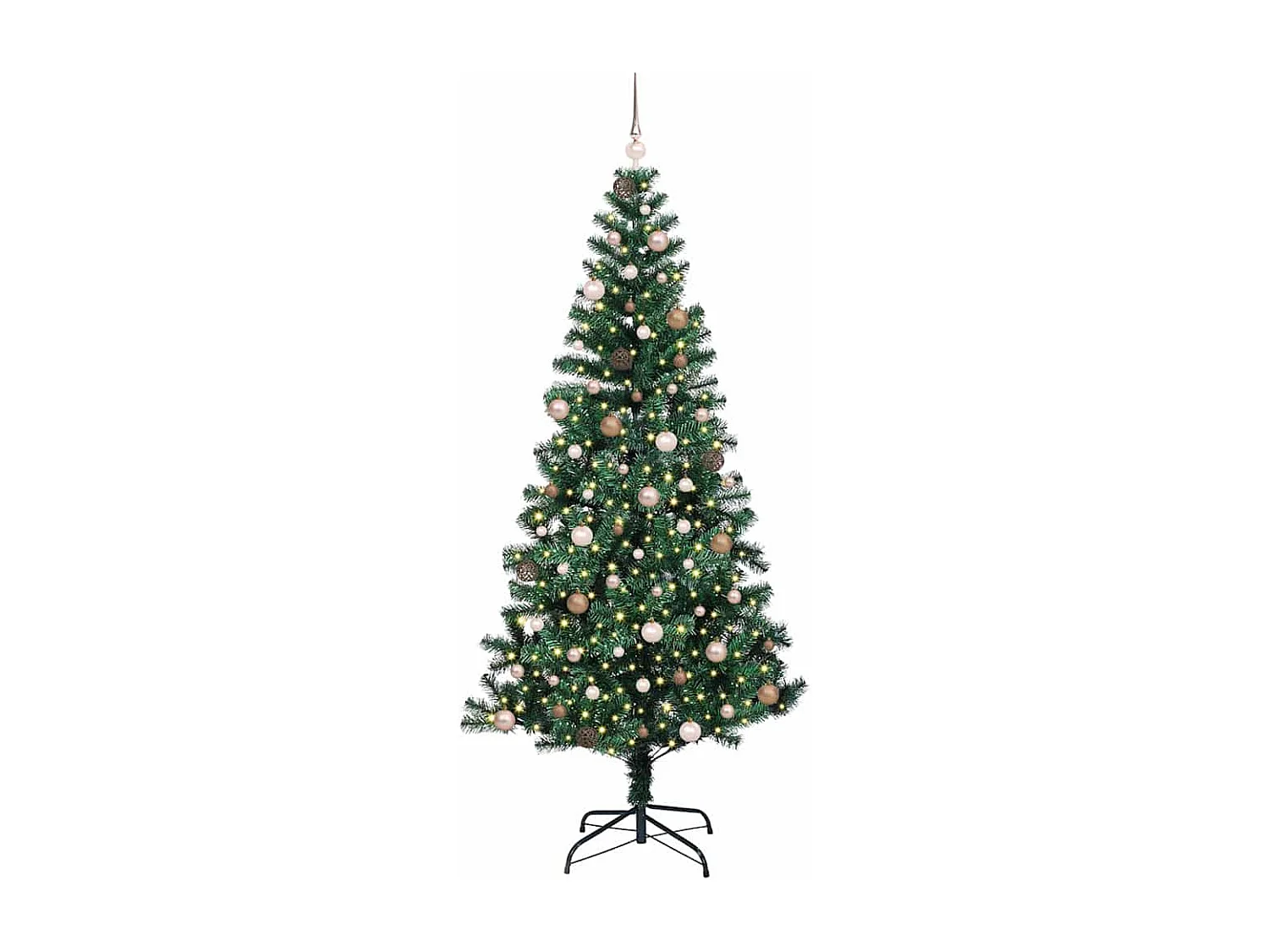 Künstlicher Weihnachtsbaum mit Beleuchtung, Grün, 240 cm, PVC und Metall