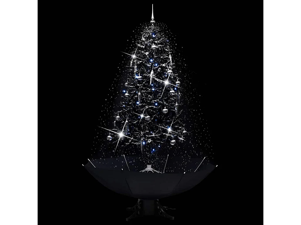 Arbre de Noël neigeux avec base de parapluie Noir 190 cm PVC