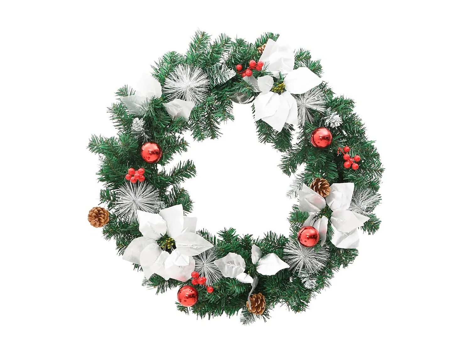 Corona di Natale con luci LED verde 60 cm PVC