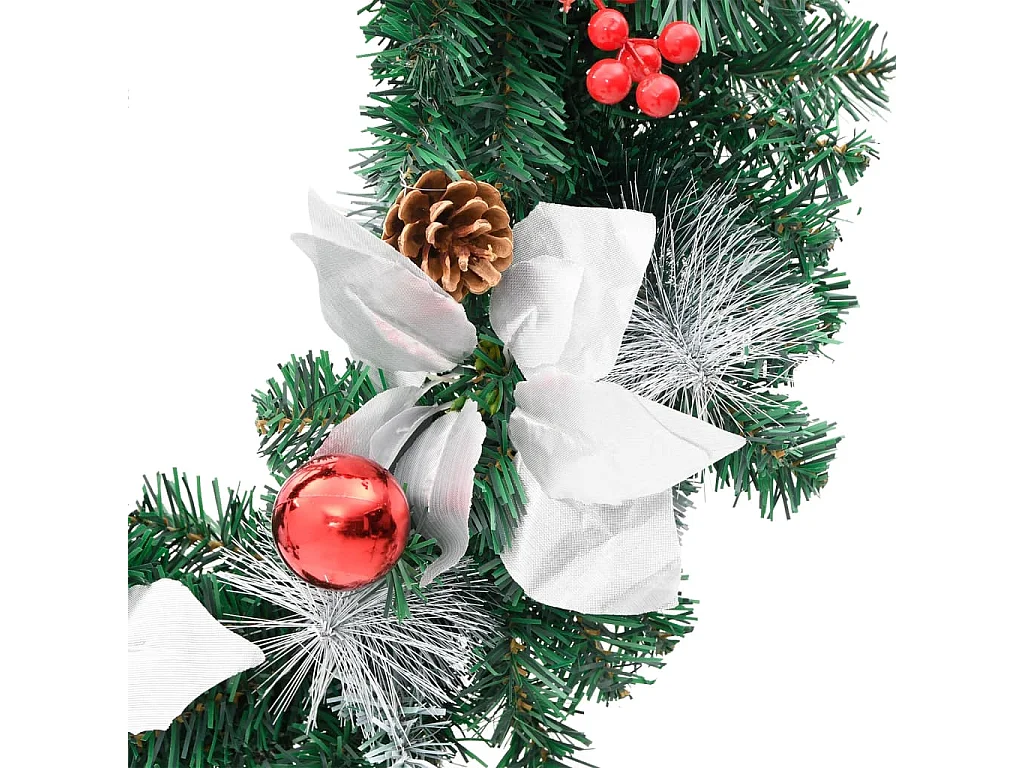 Corona di Natale con luci LED verde 60 cm PVC