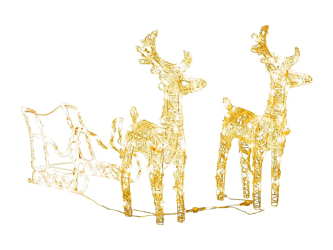 Décoration de Noël Rennes et traîneau 160 LED 130 cm Acrylique