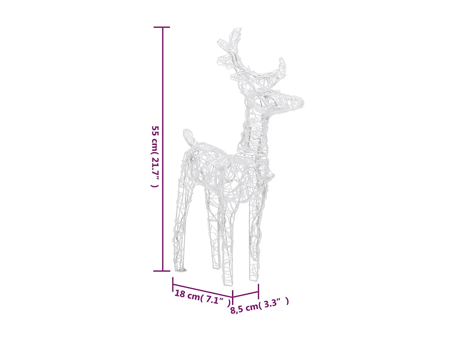 Décoration de Noël Rennes et traîneau 160 LED 130 cm Acrylique