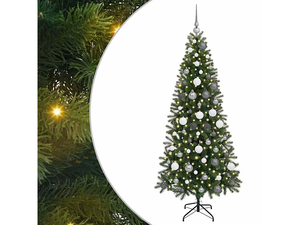 Albero di Natale artificiale con 300 LED Verde 180 cm PE e PVC