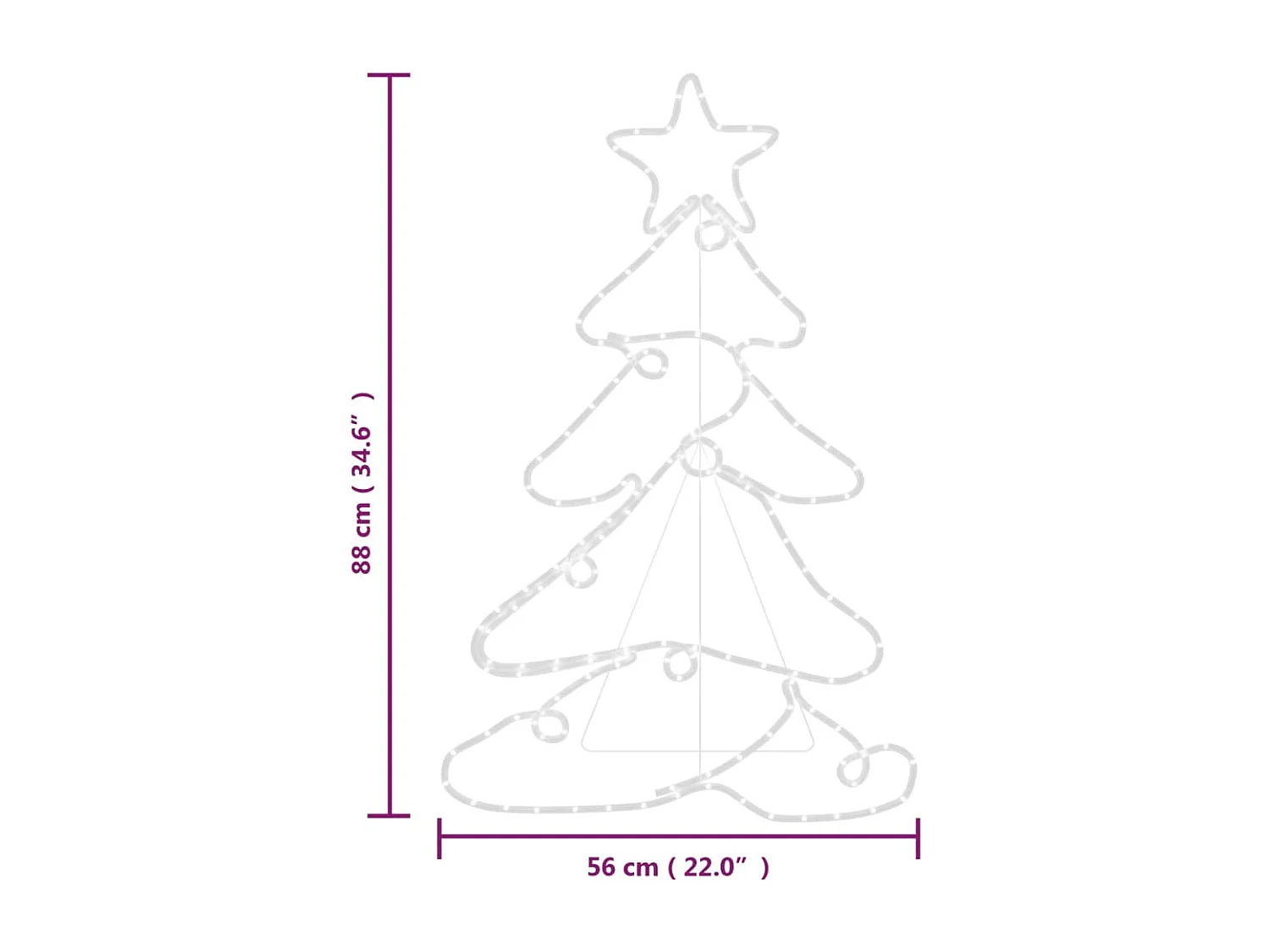 Figurine d'arbre de Noël avec 144 LED 88x56 cm