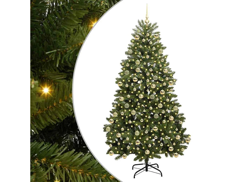 Albero di Natale artificiale con 300 LED Verde 210 cm PVC e metallo