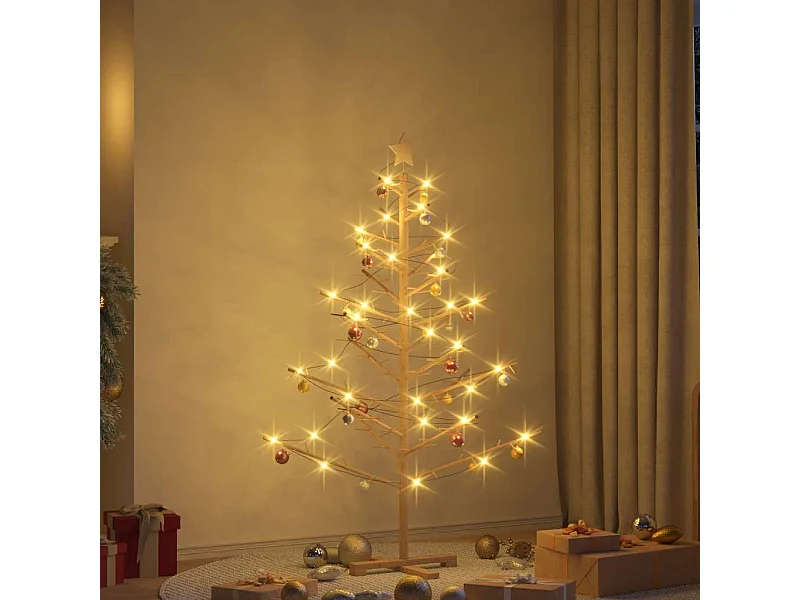 Arbre de Noël en bois Naturel 150 cm Bois massif en pin