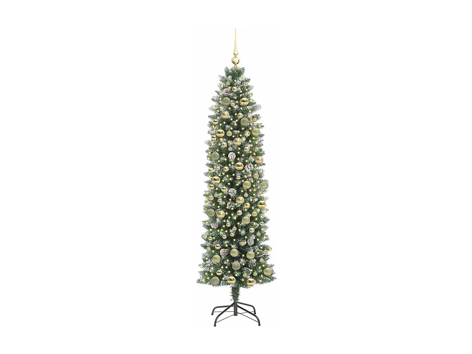 Arbre de Noël artificiel slim avec 300 LED Vert et blanc 180 cm