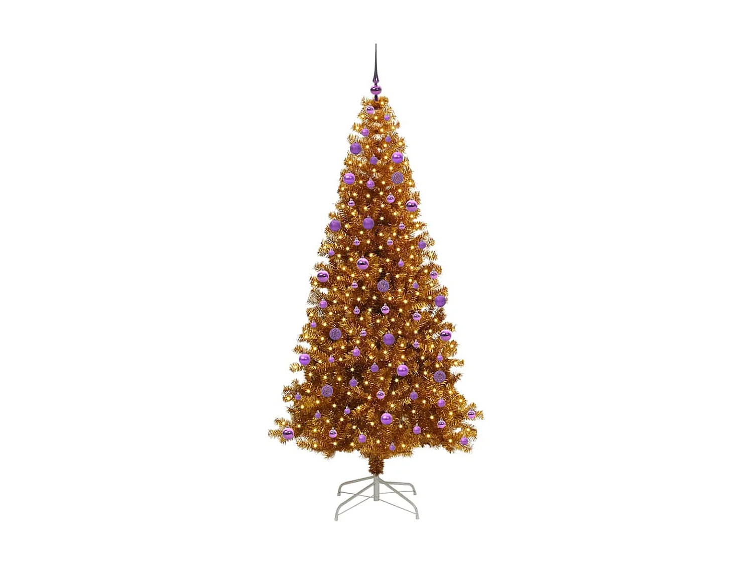 Weihnachtsbaum mit 300 LEDs mit Ständer Gold 210 cm PET
