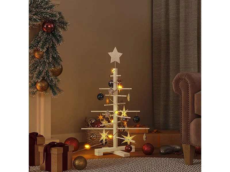 Albero di Natale in legno per decorazione 75 cm in legno massello di pino