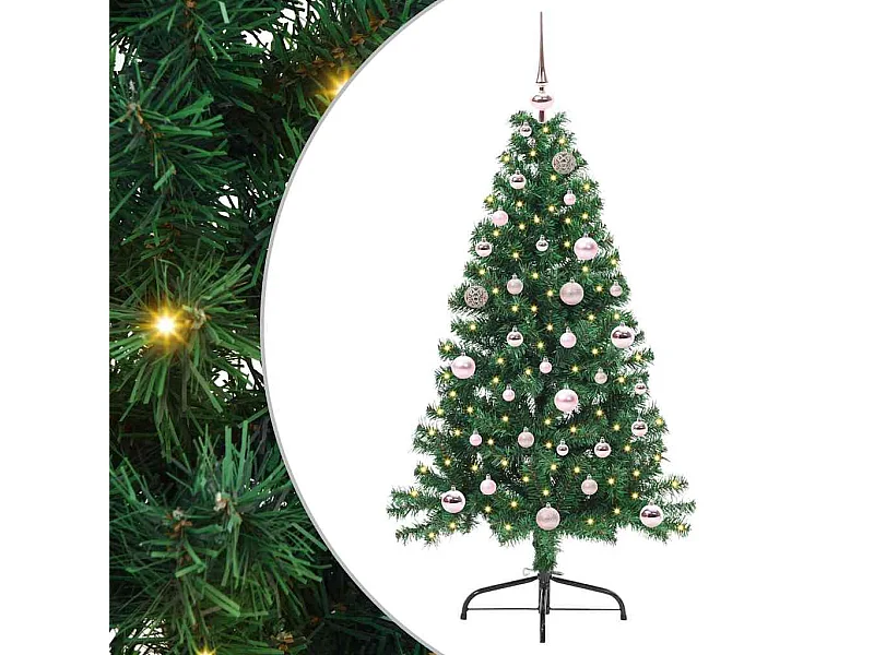Albero di Natale artificiale preilluminato verde 150 cm in PVC