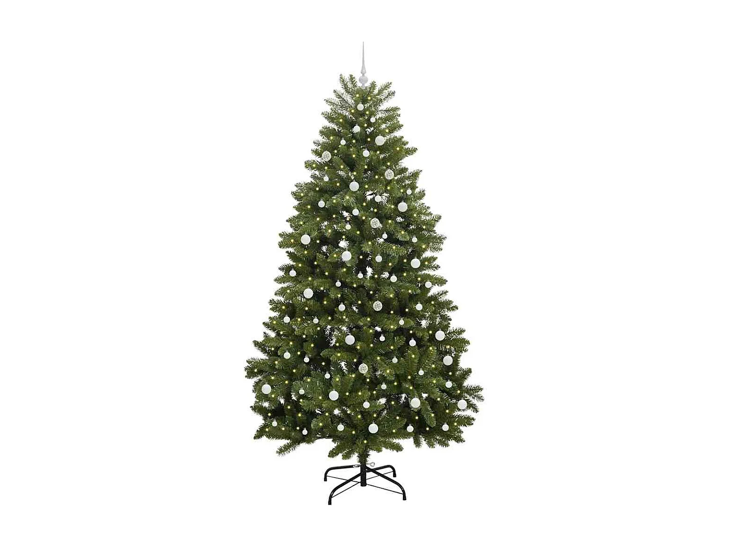 Künstlicher Weihnachtsbaum mit 300 LEDs Grün 240 cm PVC und Metall