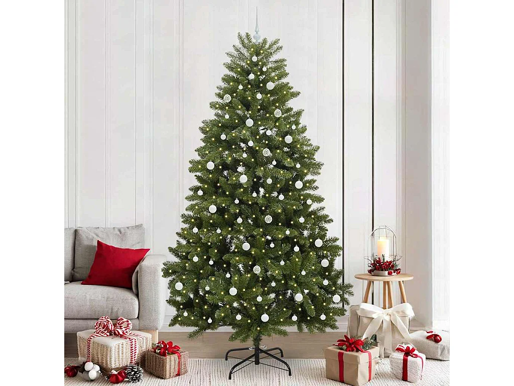 Sapin de Noël artificiel avec 300 LED Vert 240 cm PVC et métal