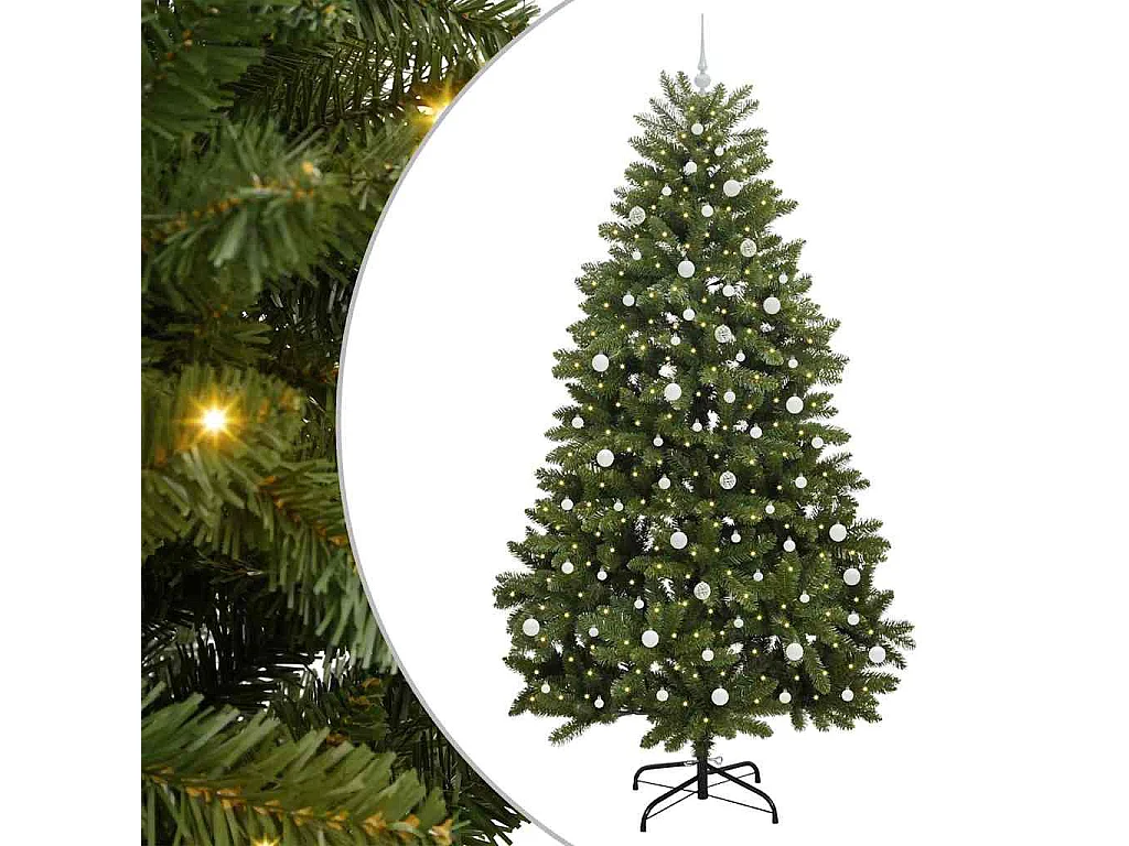 Sapin de Noël artificiel avec 300 LED Vert 240 cm PVC et métal