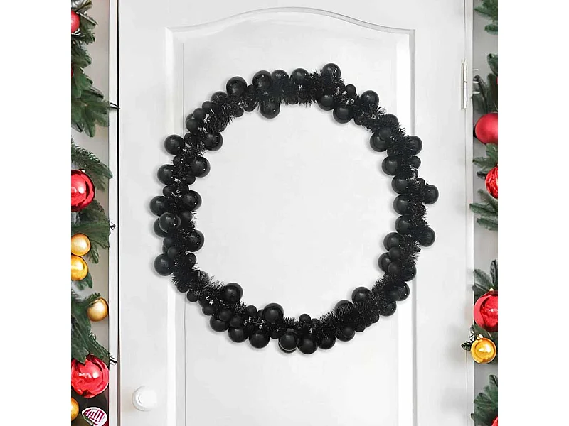 Guirlande de Boules de Noël Noir 186 cm Polystyrène