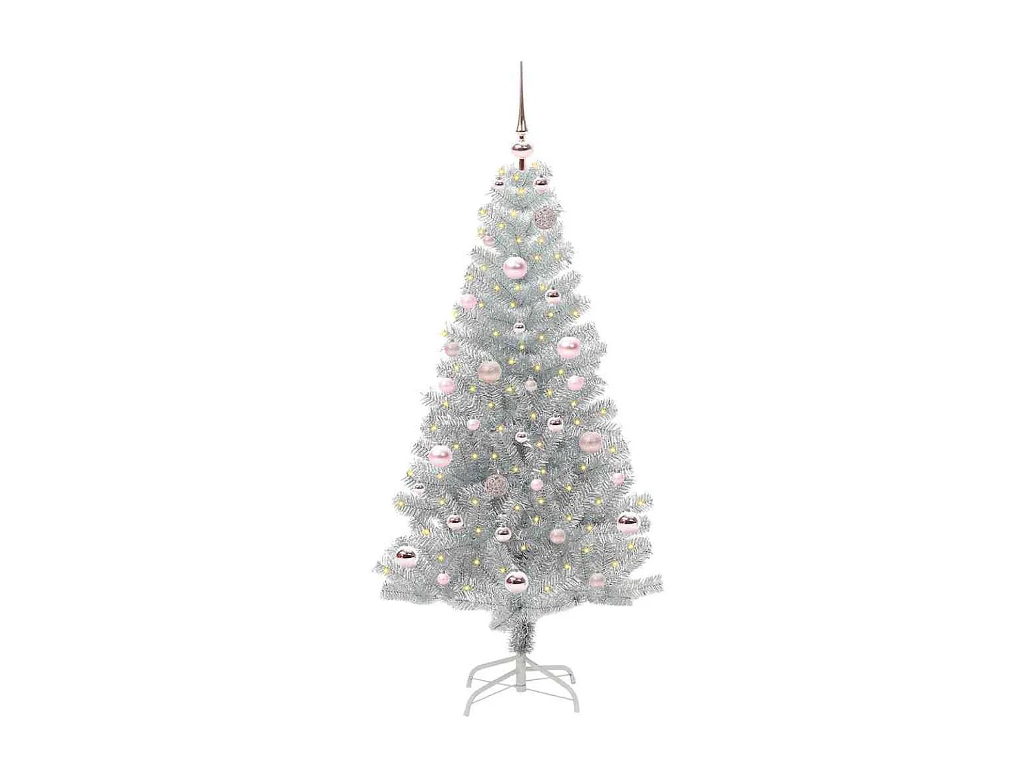 Sapin de Noël avec 150 LED avec support Argent 150 cm PET