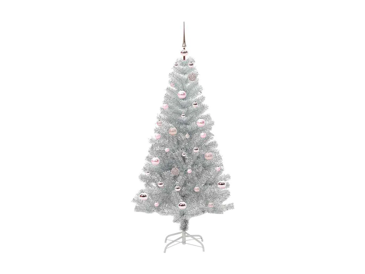 Sapin de Noël avec 150 LED avec support Argent 150 cm PET