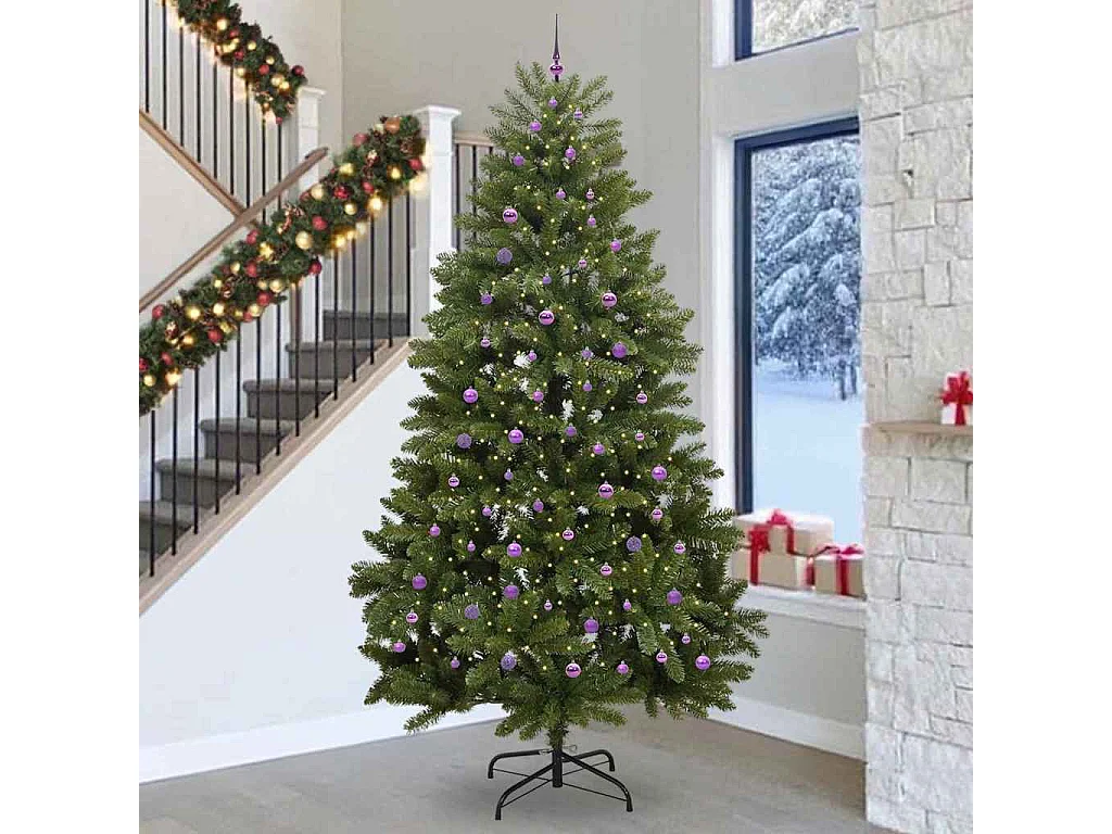 Sapin de Noël artificiel avec 300 LED Vert 300 cm PVC et métal