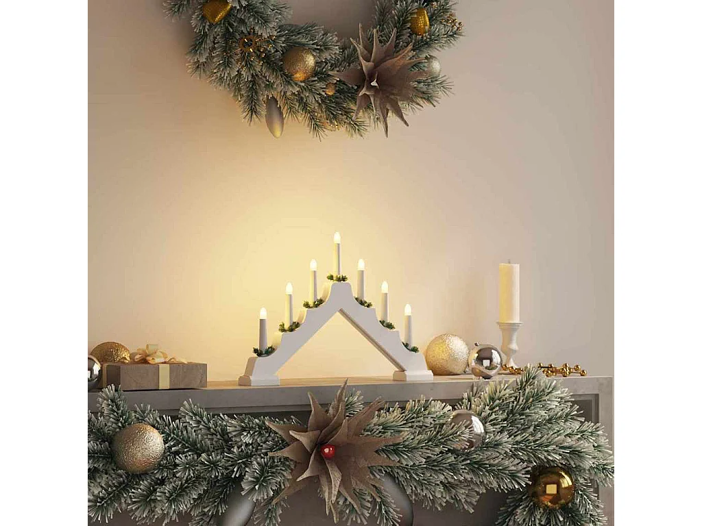 Pont de bougie de Noël Blanc 39.5 x 5 x 29 cm Pin massif