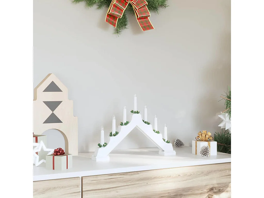 Pont de bougie de Noël Blanc 39.5 x 5 x 29 cm Pin massif