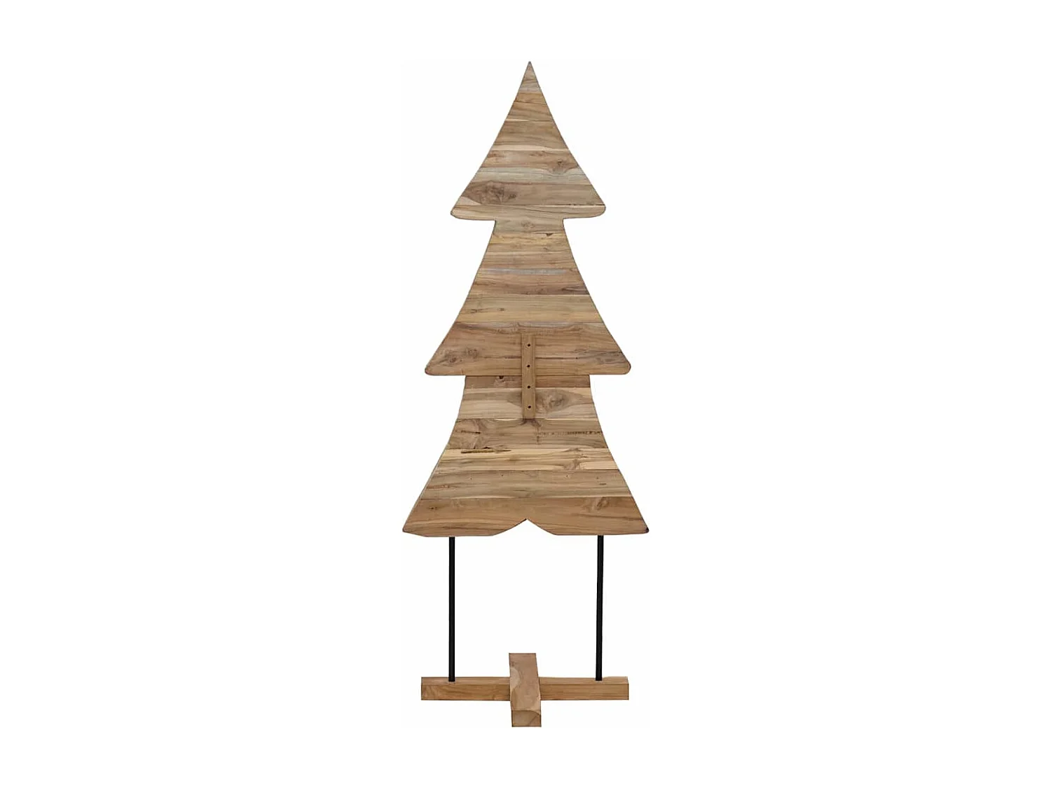 Sapin de Noël avec support Marron 150 cm Bois de teck solide