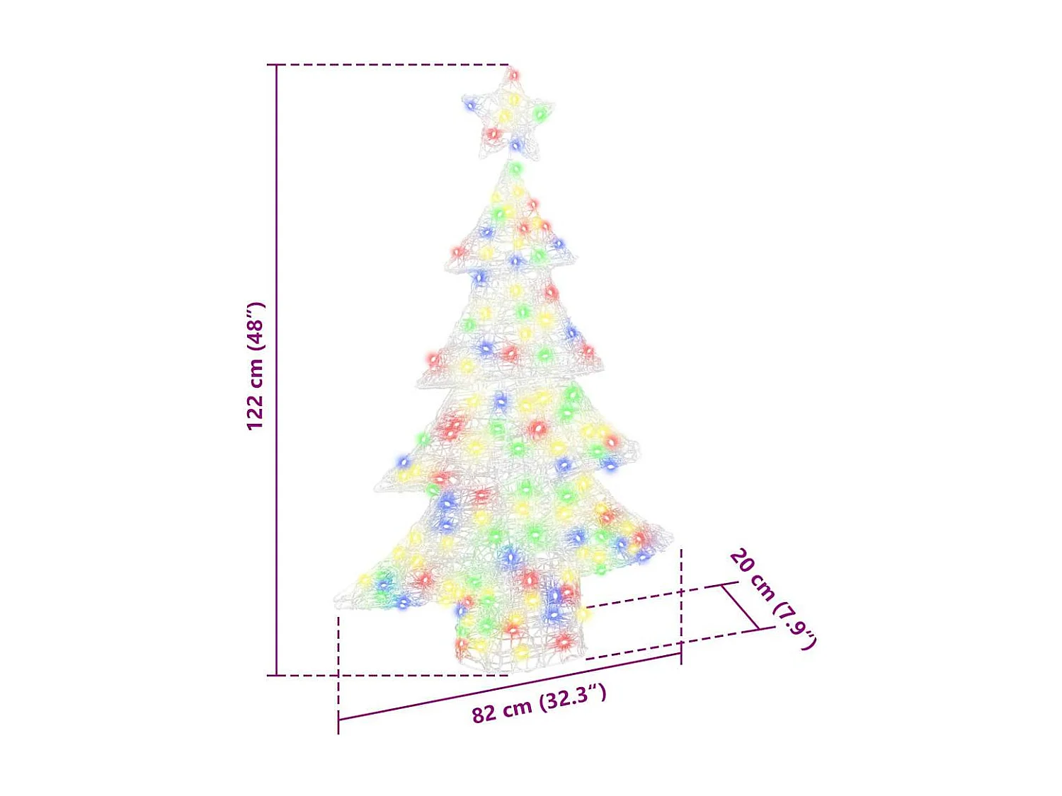 Sapin de Noël avec 100 LED Multicolore 120 cm Acrylique