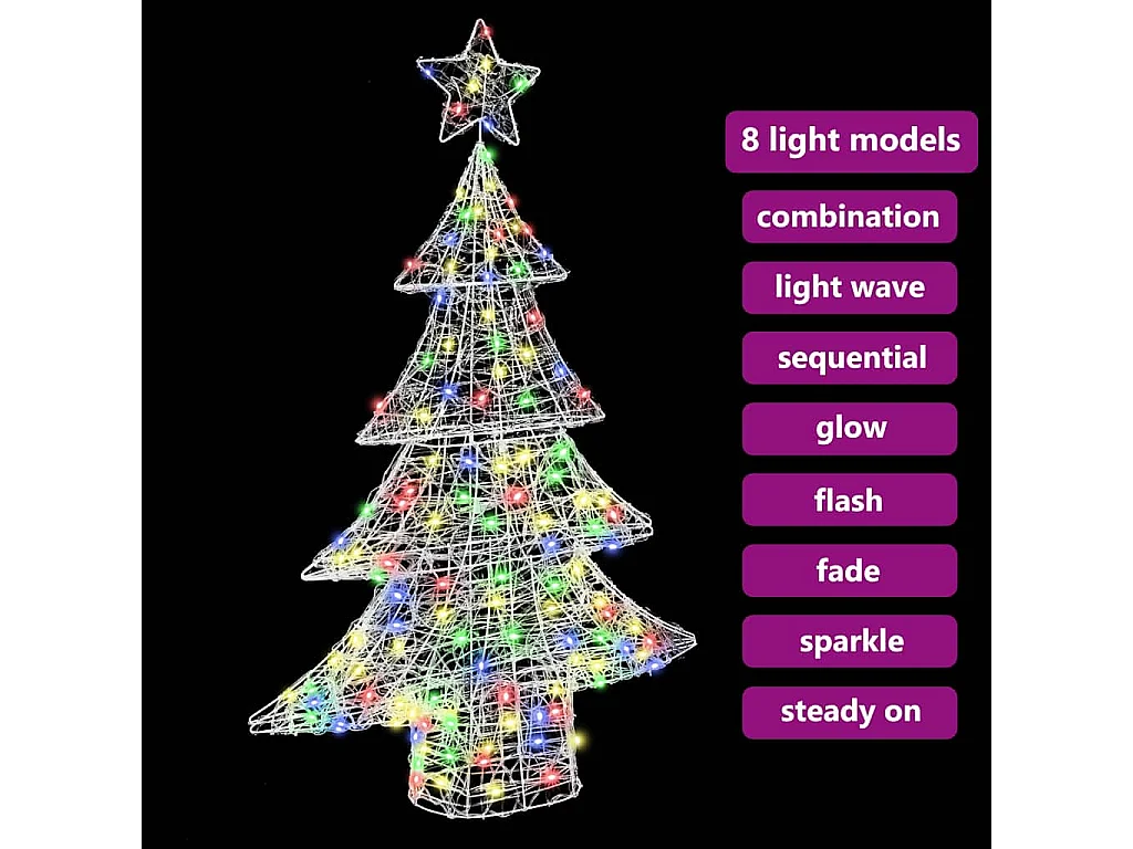 Sapin de Noël avec 100 LED Multicolore 120 cm Acrylique