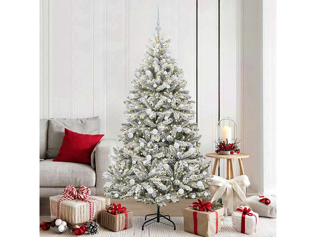 Albero di Natale artificiale Verde e bianco 180 cm PVC e metallo