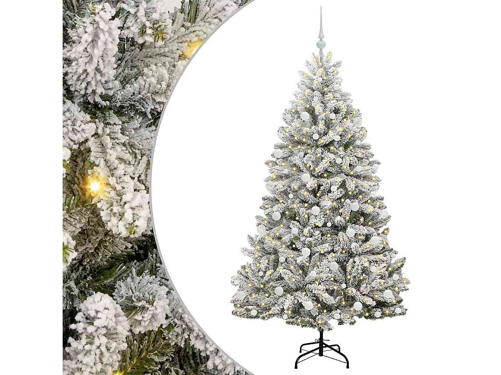Albero di Natale artificiale Verde e bianco 180 cm PVC e metallo