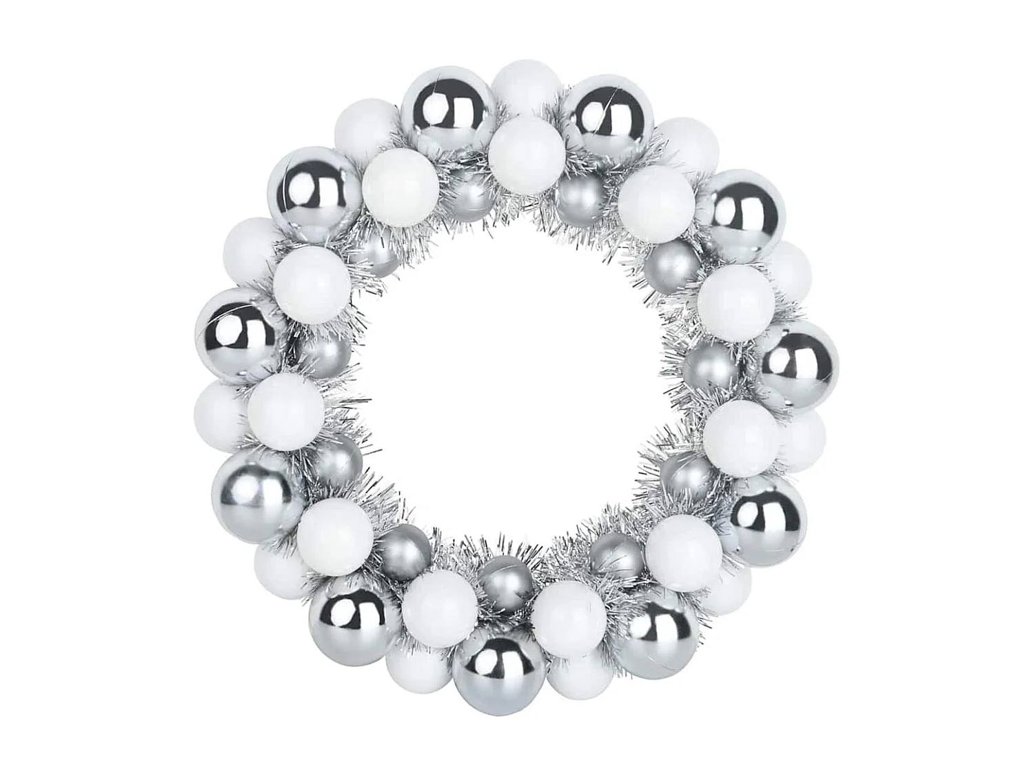 Couronnes de Boules de Noël 2 pcs Blanc et Argent