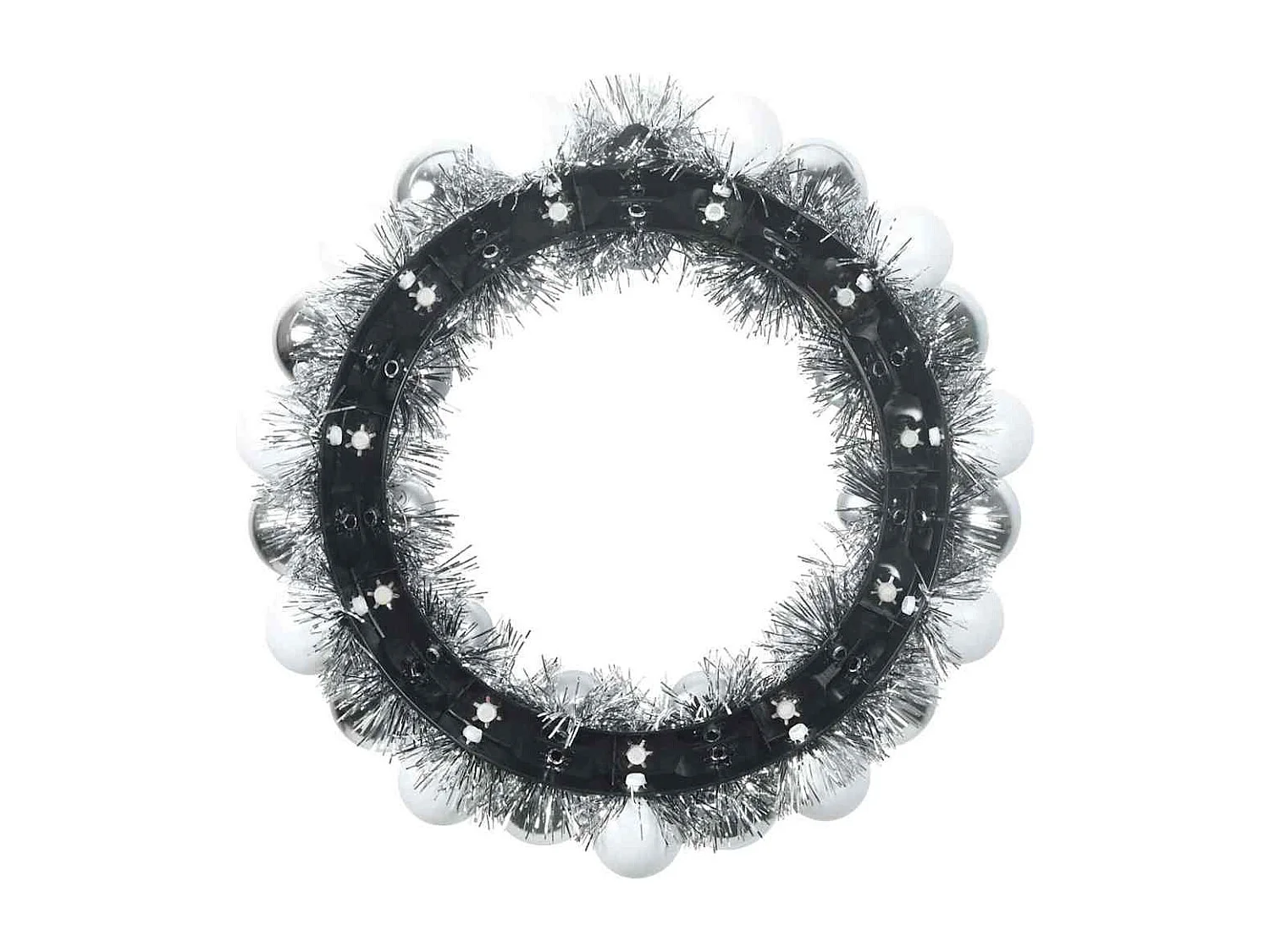 Couronnes de Boules de Noël 2 pcs Blanc et Argent