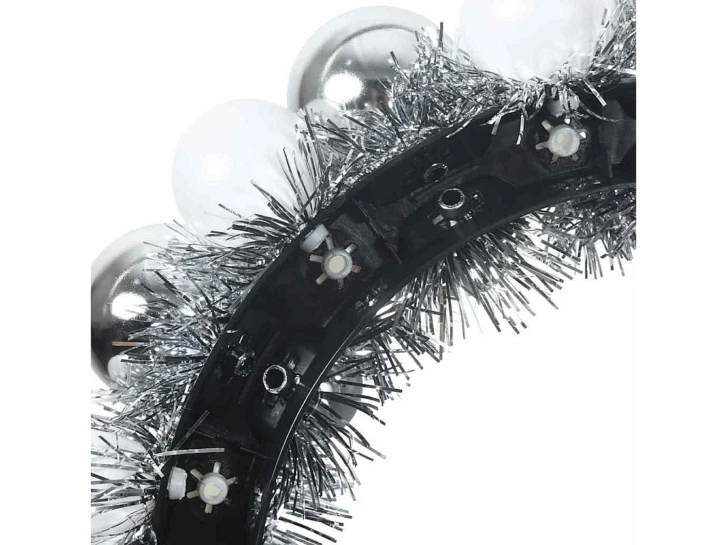 Couronnes de Boules de Noël 2 pcs Blanc et Argent